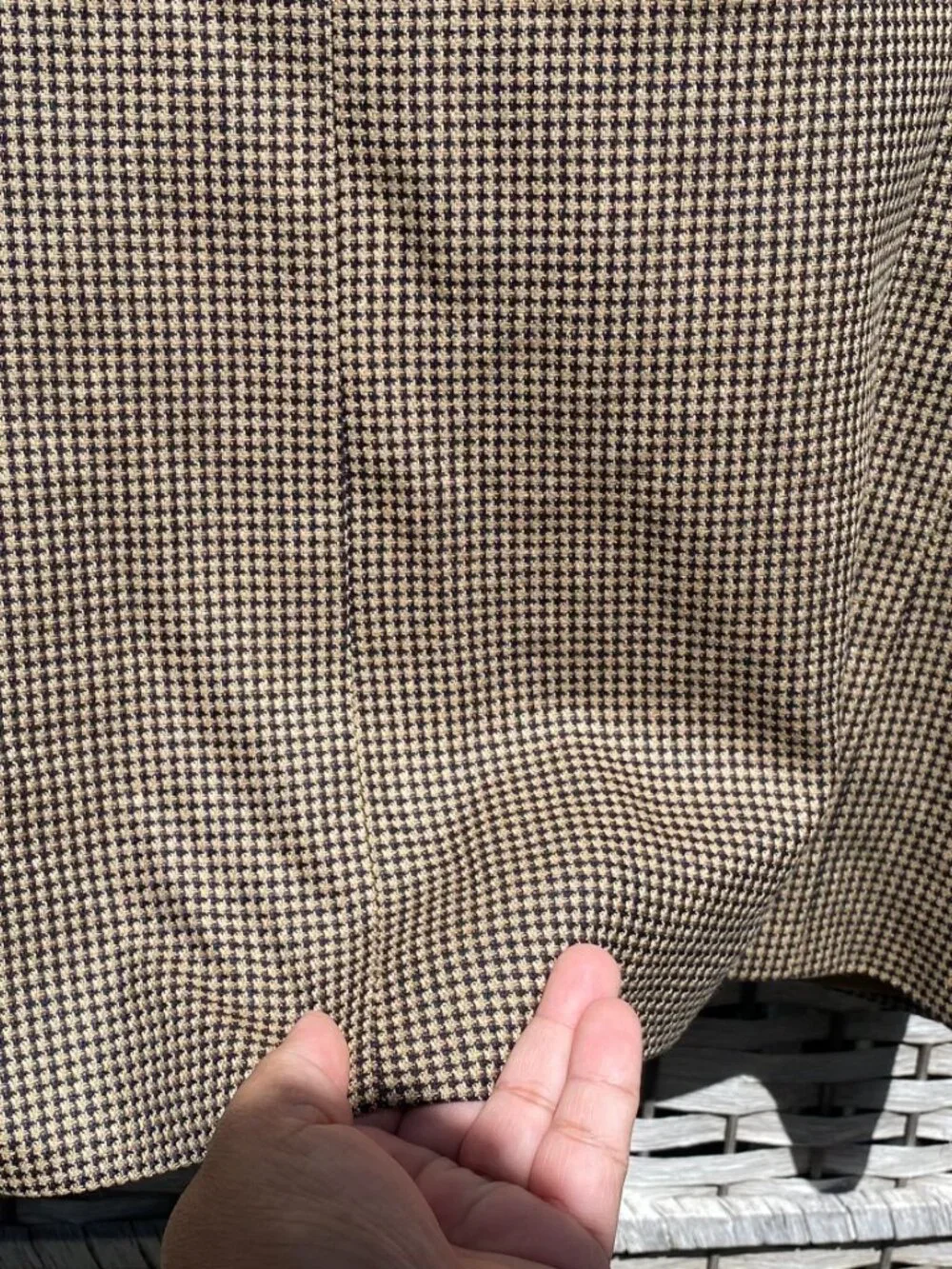 Vintage Pierre Balmain Double Breasted Blazer Houndstooth Brown Black Peak Lapel